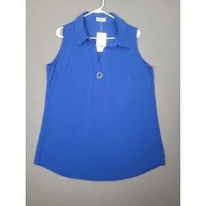 Womens Siddhe Sleeveless Flowy Tunic Top With Gold Emblem- Size 2XL